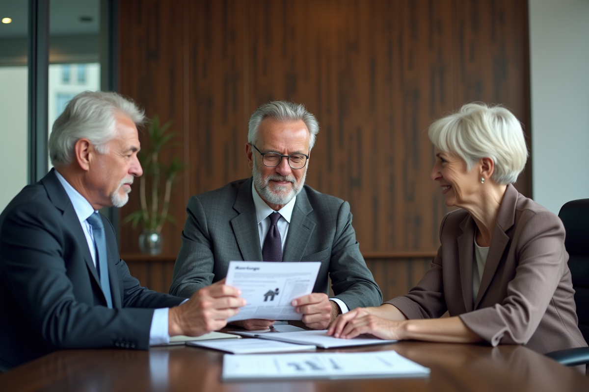 Conseiller bancaire explique un prêt immobilier à un couple