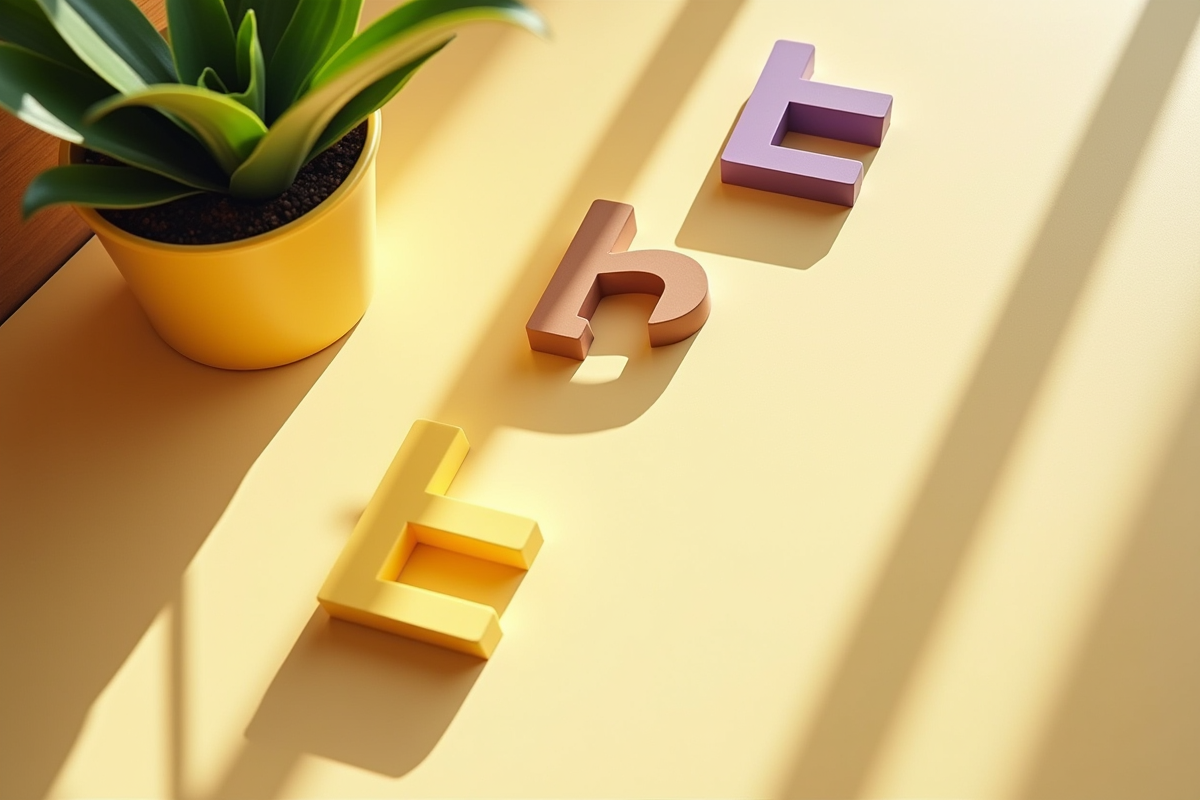 Espace de travail minimaliste avec objets colorés en lumière naturelle