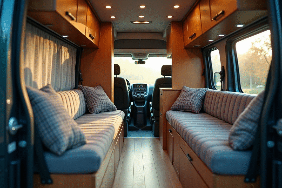 Intérieur spacieux du Peugeot Boxer vue de l'arrière