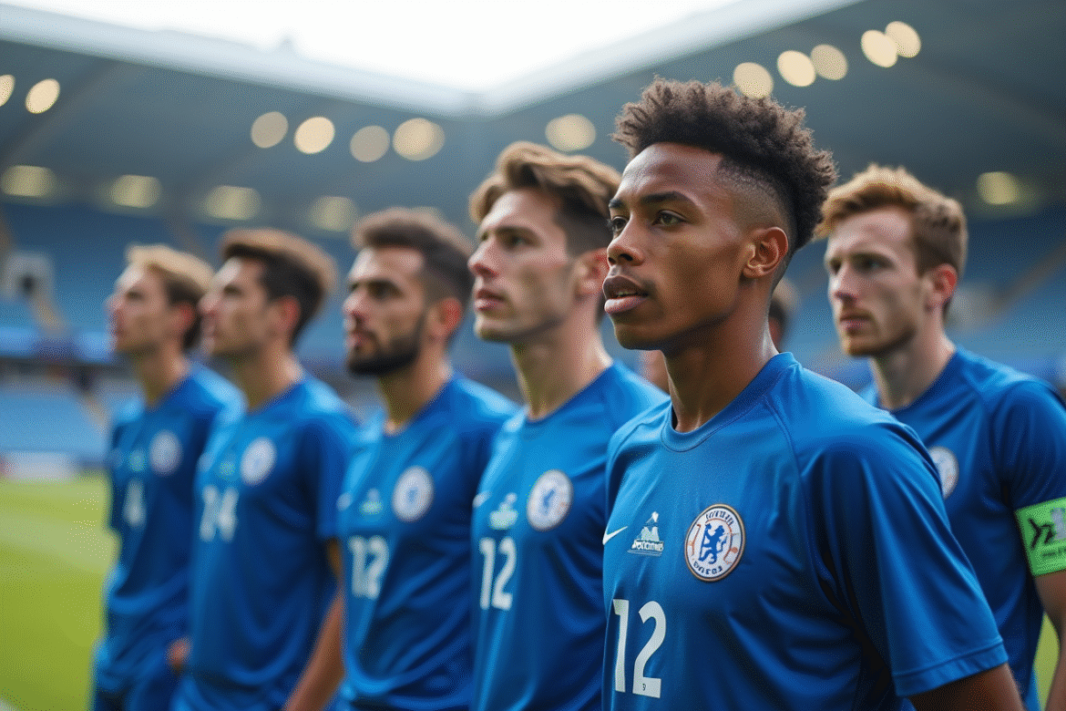 Jeunes joueurs de football sur le terrain du stade en Mille