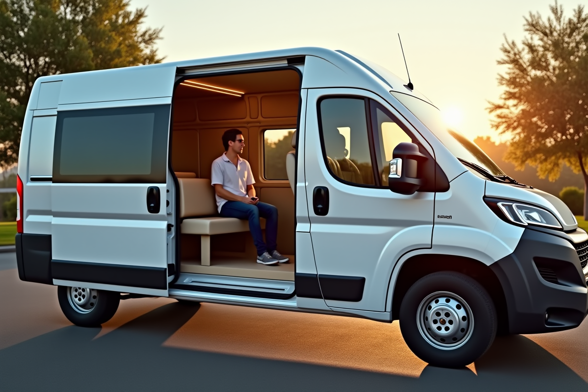 Voiture Peugeot Boxer garée avec personne à l