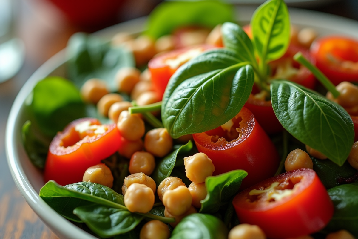 Salade colorée avec ingrédients riches en vitamine B6