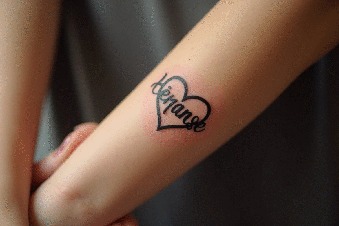 Premier plan d'un tatouage coeur sur le bras d'une femme